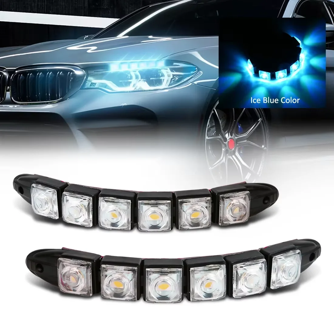Lighting Bolt Decor - 防水DRL LEDカーライト,装飾ライト,フレキシブル,デイタイムランニングライト,カードライビングストリップ,スタイリングヘッドライト,2個
