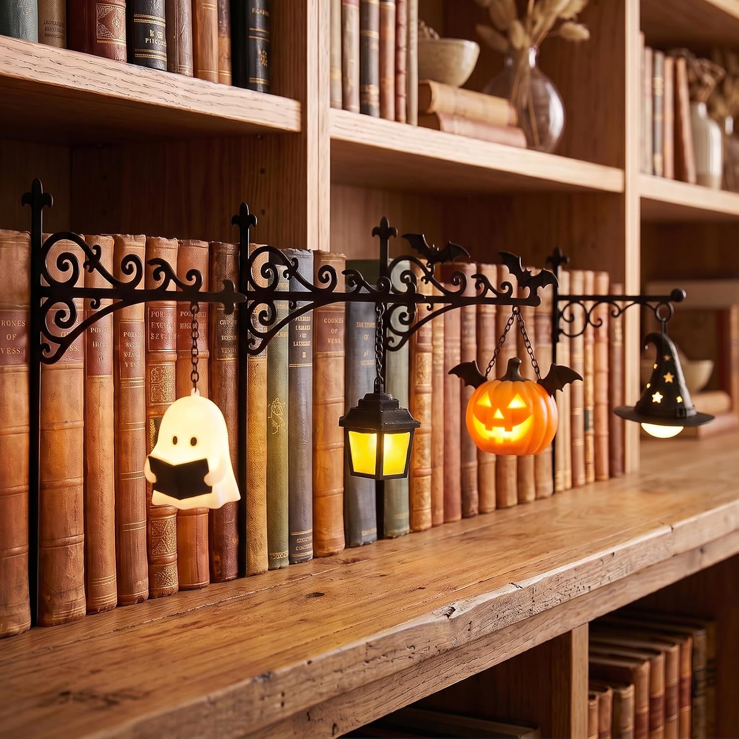 Home Lighting And Decor - ライブラリーランタン-装飾的な本棚照明読書スペースLEDナイトライト木製本棚ランプホームルーム装飾品