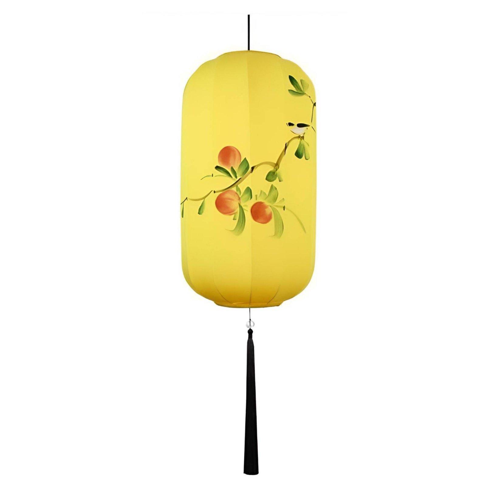 Decor Timeless Lighting - 中国デザインの防水ランタン吊り下げライト、手描きの楕円形の吊り下げ装飾、屋外レストラン用、時代を超越した布製