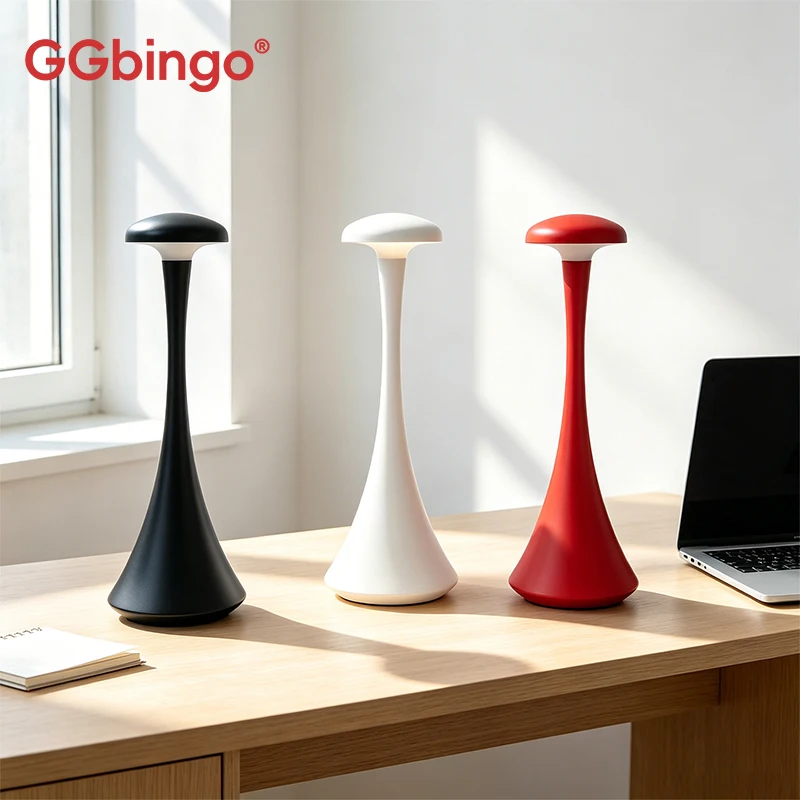 Mushroom Table Lamp - GGbingo マッシュルームテーブルランプ 充電式ワイヤレスタッチランプ クリエイティブデスクランプ USB-Cデスクランプ 寝室用雰囲気ライト