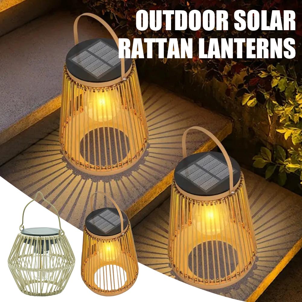Lighting Decoration Outdoor - IP65防水ソーラーラタンランタン、吊り下げ式テーブルライト、屋外装飾ランプ、裏庭、庭園、パティオ、中庭照明用