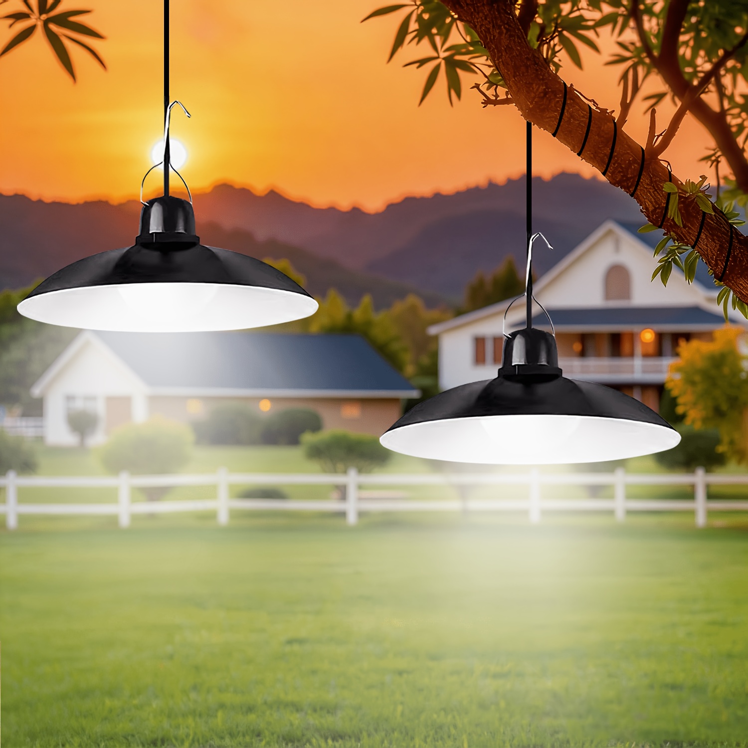 Room Decor Lighting Lamp - 1pc ソーラーペンダントライト屋外 LED ランプダブルヘッド/シングルヘッドシャンデリア屋内屋外中庭小屋納屋部屋の装飾用