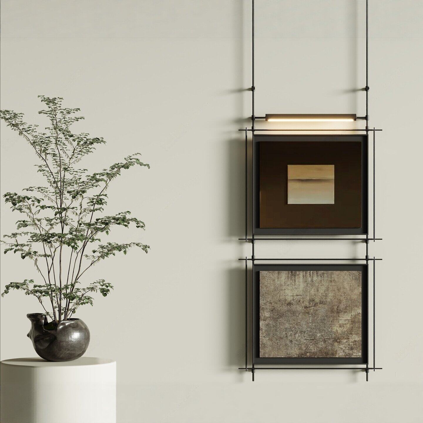 Lighting Decoration On Wall - 侘び寂びスタイルの金属製吊り下げ式LED装飾画、家の装飾、リビングルーム、寝室、ダイニングルーム、廊下の壁画ライト