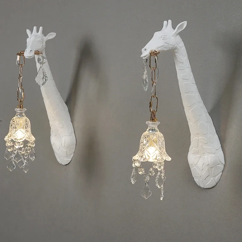 Lighting Decoration On Wall - 北欧新樹脂キリン LED ウォールライト寝室のベッドヘッド廊下研究ランプ G9 電球ホテルのリビングルームの雰囲気の装飾照明