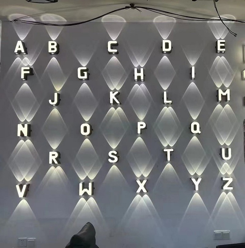 Lighting Decoration On Wall - 屋外IP65防水壁掛け照明 室内照明 ホームデコレーション 店舗・レストラン用広告文字 26文字モデル ウォールランプ