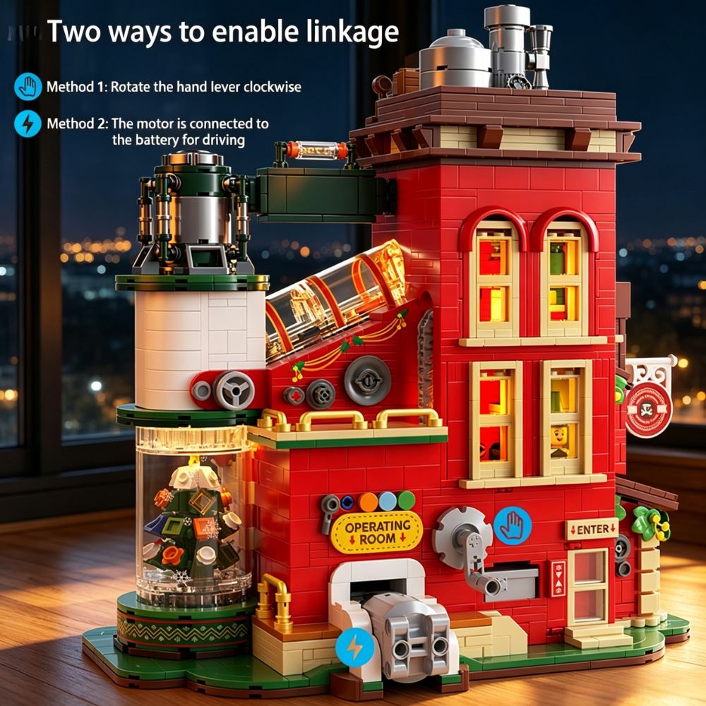 Santa'S Elves Holiday Lighting & Decor Llc - KAVOWORLD 2775ピース クリスマスギフト 工場ビルディングブロックおもちゃ、サンタクロース、クリスマスツリー、キャンディー クリエイティブSTEMビルディングおもちゃブロックモデル 回転ツリーコンベアベルト付き、LEDライトアップ組み立てオーナメント、クリスマスハロウィン感謝祭ホームデコレーションギフト