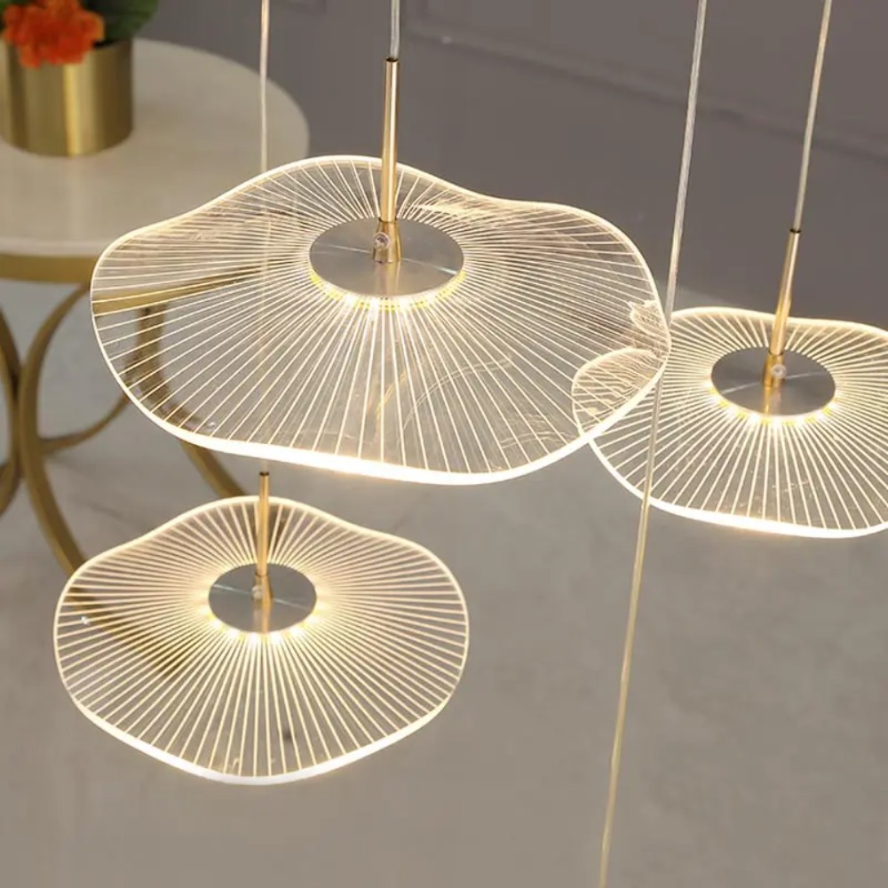 LED 蓮の葉ペンダントライトリビングルーム階段ロフト高層ホ - Decor Lighting Floor Lamps のレビューと価格
