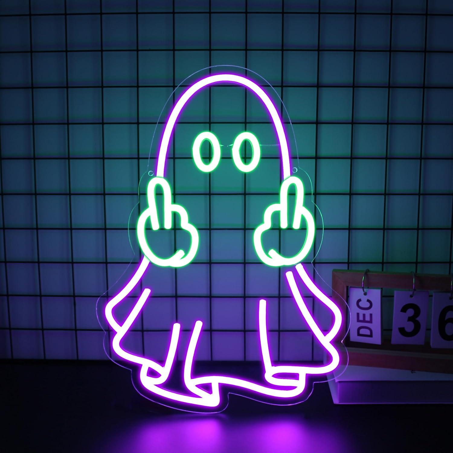 ゴーストネオンサイン USB電源 LED調光可能ネオンライト - Home Lighting And Decor のレビューと価格