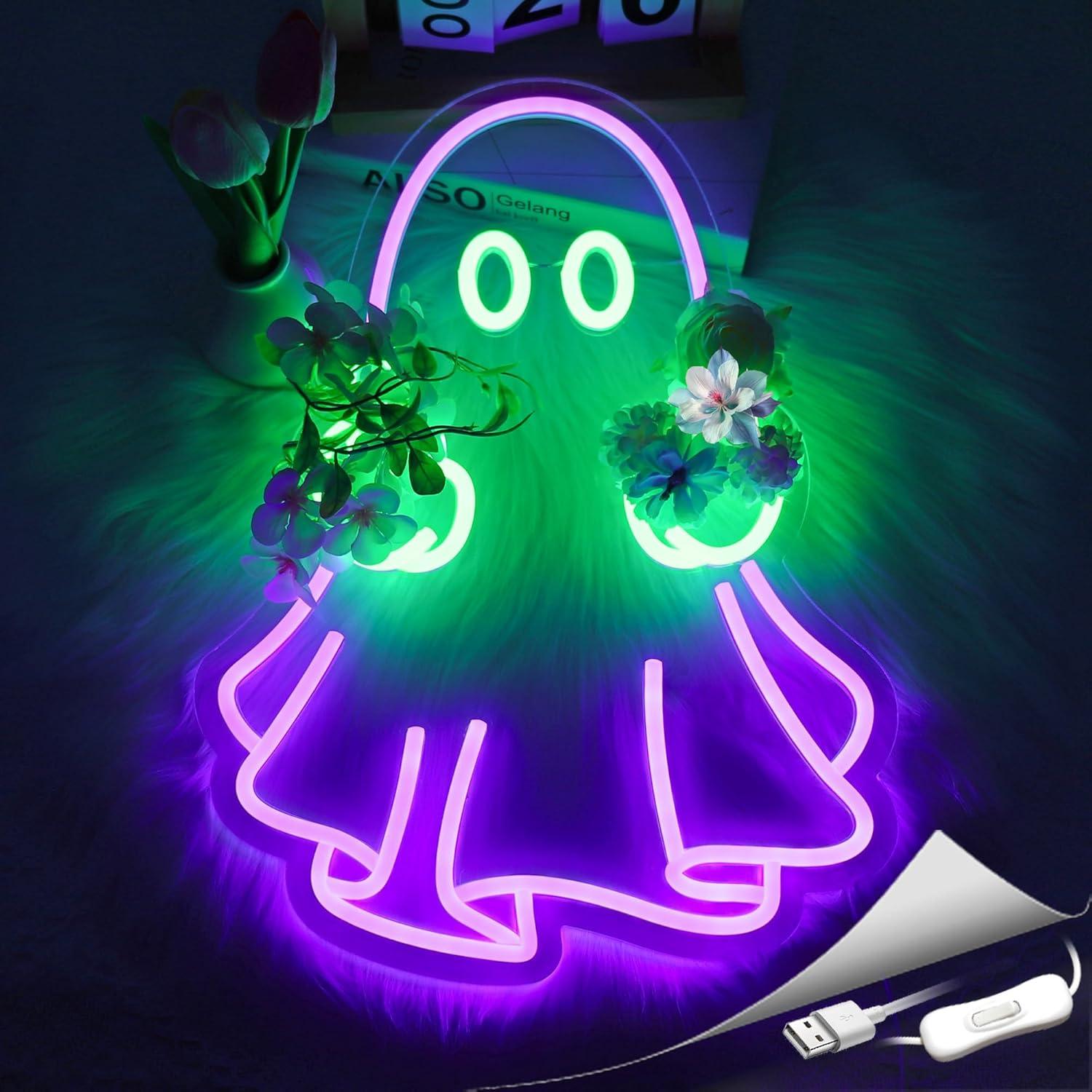 ゴーストネオンサイン USB電源 LED調光可能ネオンライト - Home Lighting And Decor のレビューと価格