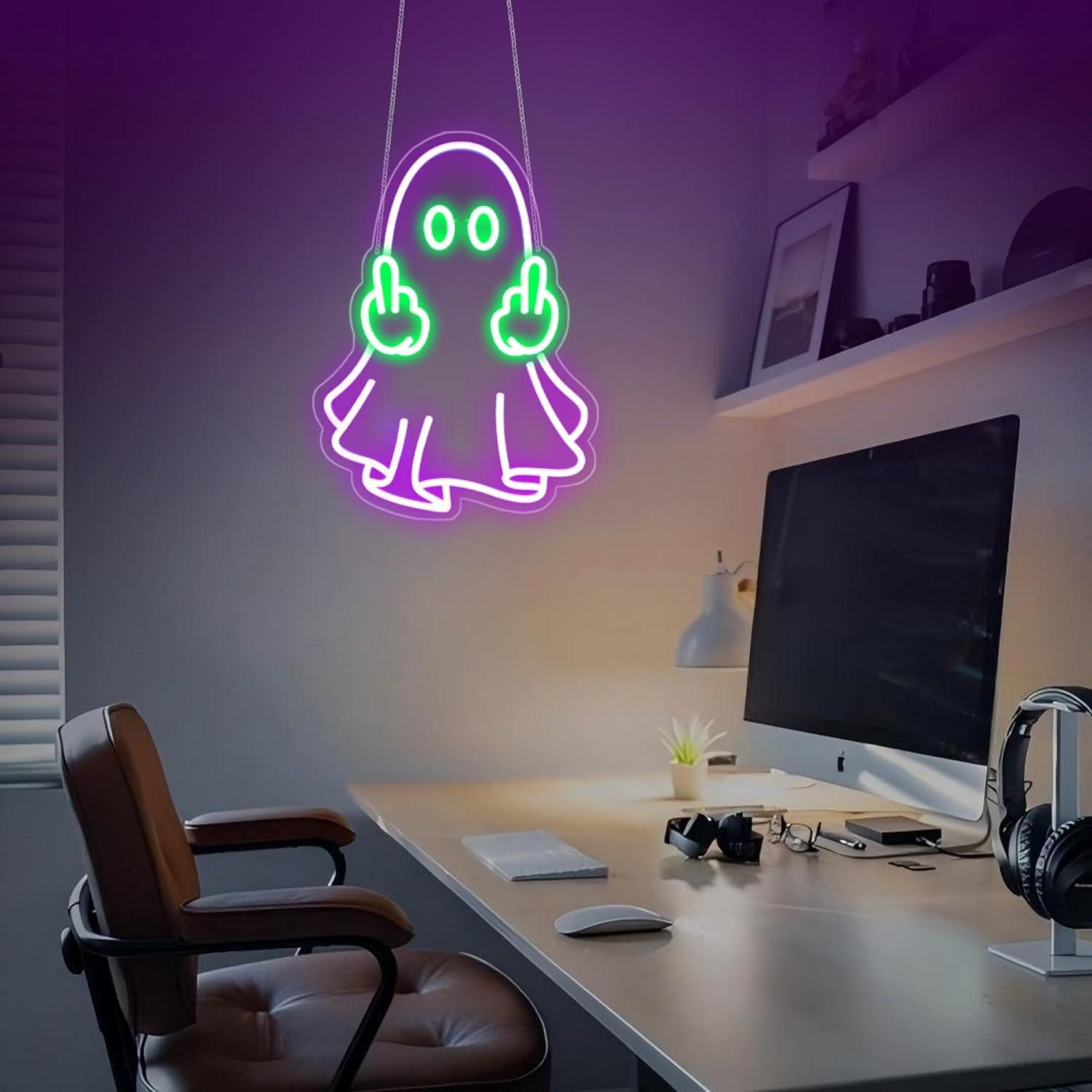 ゴーストネオンサイン USB電源 LED調光可能ネオンライト - Home Lighting And Decor のレビューと価格
