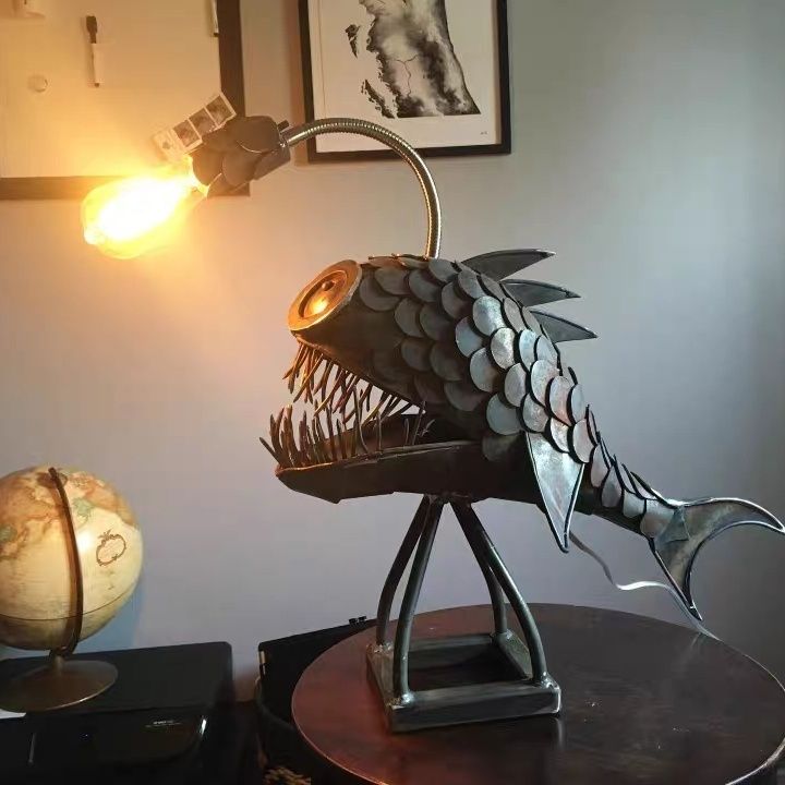ヴィンテージレトロメタル釣り人フィッシュフロアランプ釣り装飾 - Decor Lighting Floor Lamps のレビューと価格