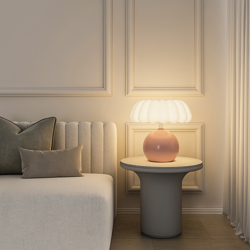 クリームスタイルのベッドサイドテーブルランプ,フレンチスタイ - Mushroom Table Lamp のレビューと価格