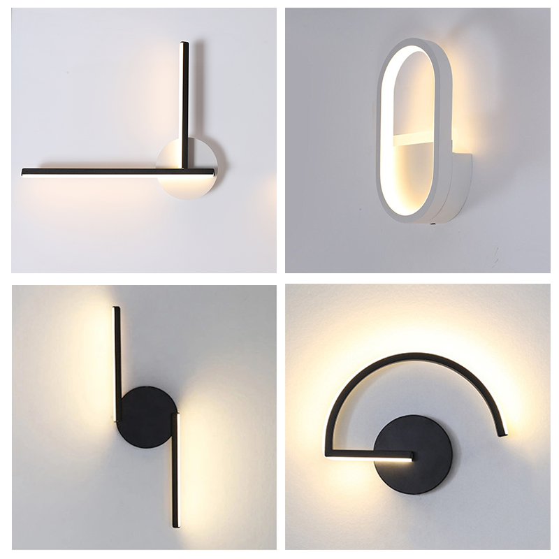 モダンな北欧LEDウォールランプ、ミニマリストブラック幾何学 - Home Lighting And Decor のレビューと価格