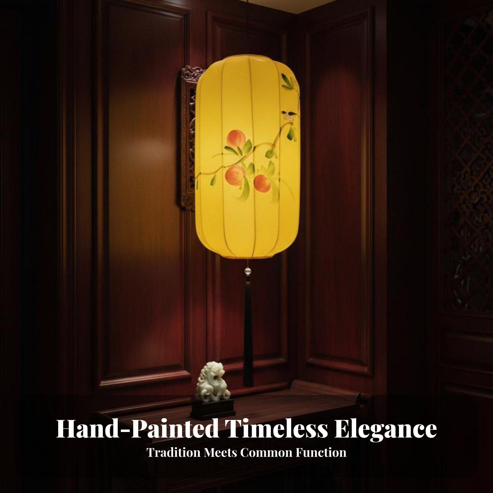 中国デザインの防水ランタン吊り下げライト、手描きの楕円形吊り - Decor Timeless Lighting のレビューと価格