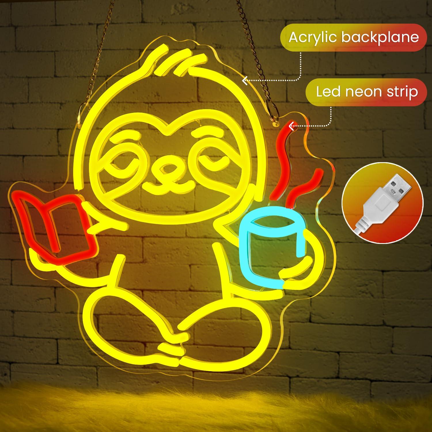 ナマケモノのネオンサインUSB調光LEDライト、寝室、リビン - Home Lighting And Decor のレビューと価格