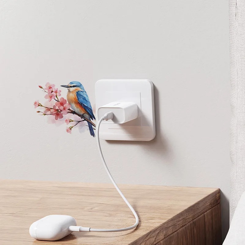 桜の枝に止まった鳥のライトスイッチステッカー、取り外し可能な - Lighting Decoration On Wall のレビューと価格