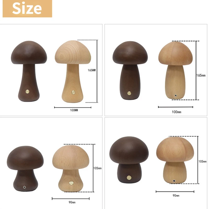 かわいいキノコ LED ナイトライト木製ベッドサイドテーブル - Mushroom Table Lamp のレビューと価格