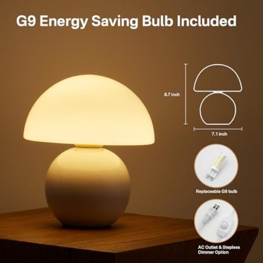 マッシュルームランプ テーブルランプ 寝室用、デスク ベッド - Mushroom Table Lamp のレビューと価格