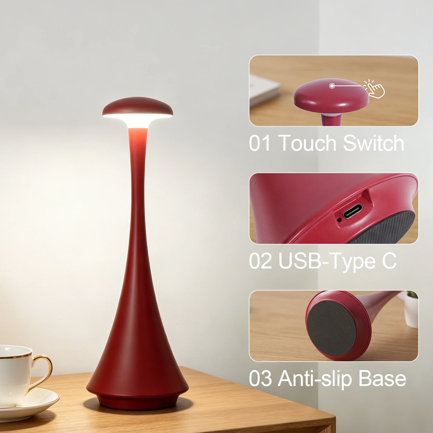 GGbingo マッシュルームテーブルランプ 充電式ワイヤレ - Mushroom Table Lamp のレビューと価格