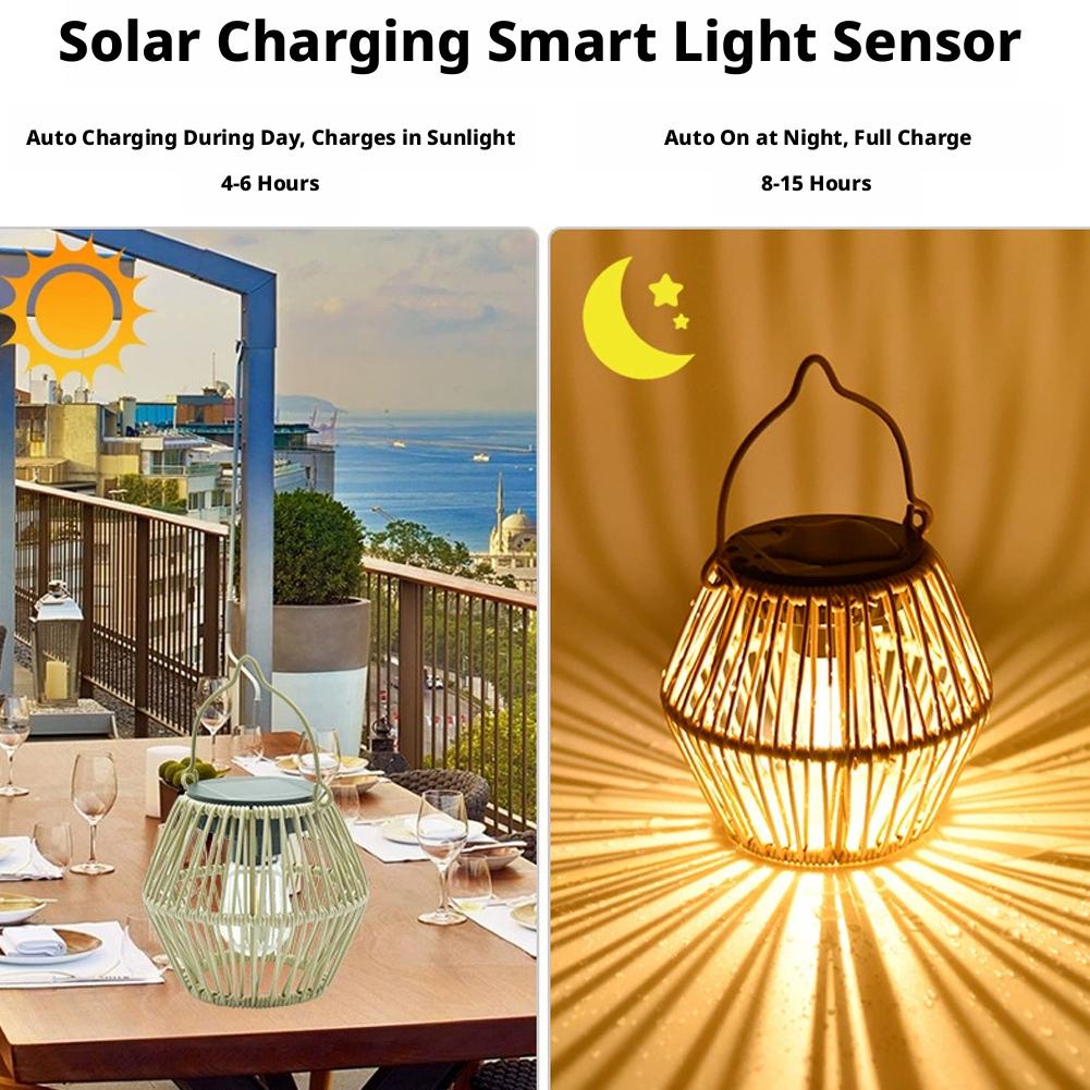 IP65防水ソーラーラタンランタン、吊り下げ式テーブルライト - Lighting Decoration Outdoor のレビューと価格