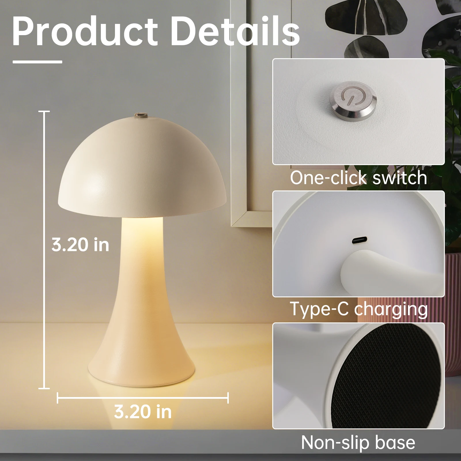 GGbingo 充電式新LEDテーブルランプ レトロマッシュ - Mushroom Table Lamp のレビューと価格