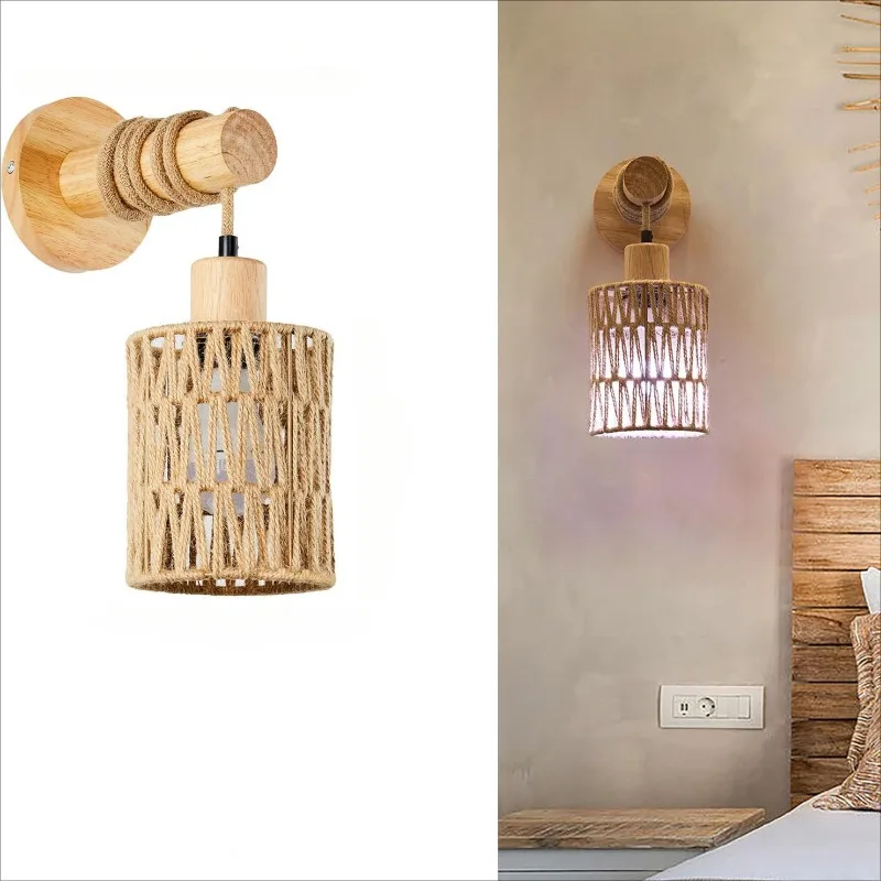 麻ロープデザインベッドヘッドウォールランプ円筒形ウォールライ - Lighting Decoration On Wall のレビューと価格