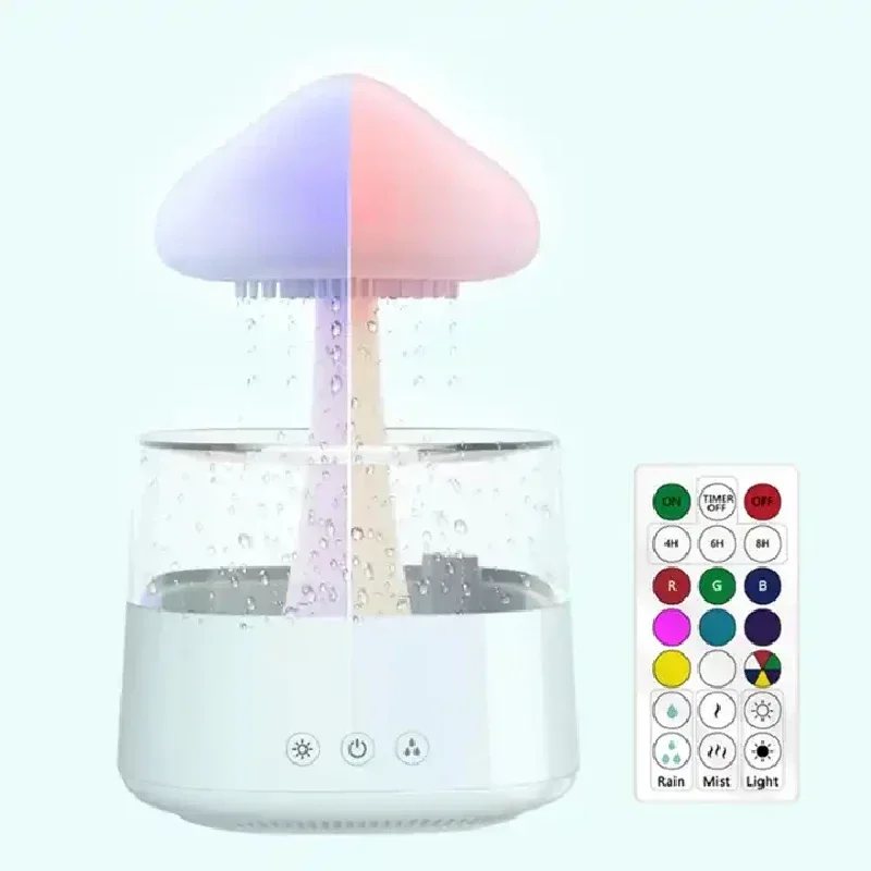 雲と雨滴加湿器 カラフルなキノコの雨林アロマセラピーマシン  - Mushroom Table Lamp のレビューと価格