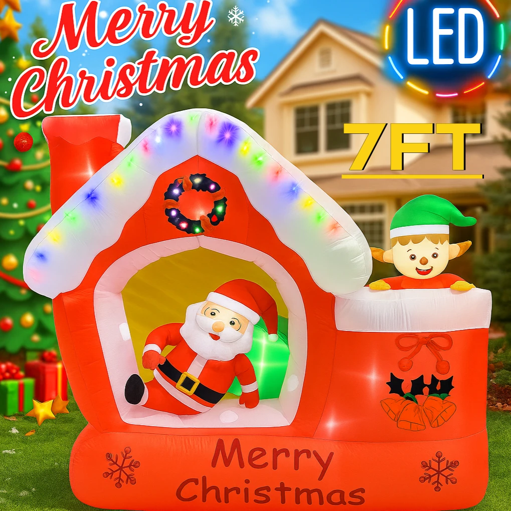 7フィートの巨大なクリスマス用インフレータブルサンタクロース - Santa'S Elves Holiday Lighting & Decor Llc のレビューと価格