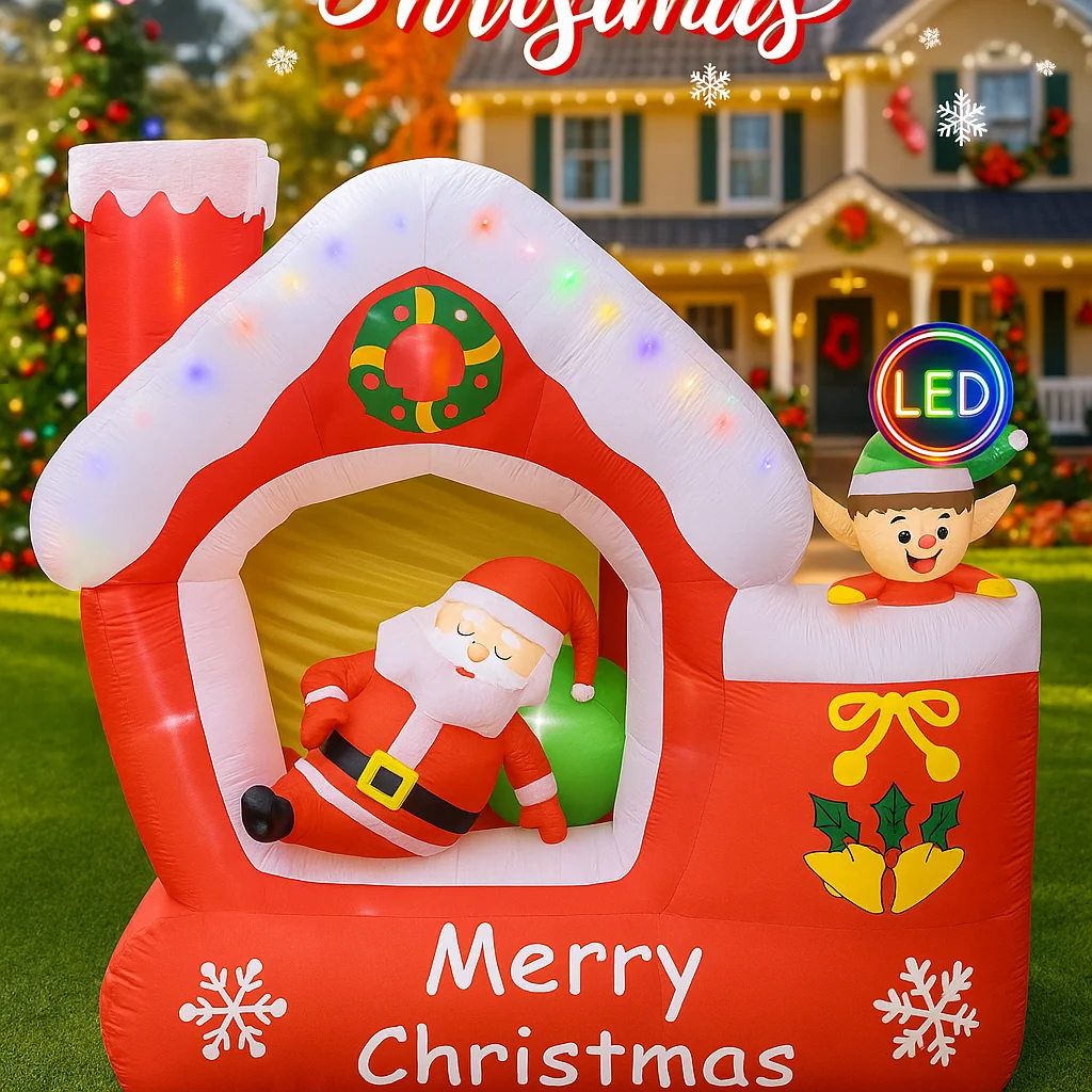 7フィートの巨大なクリスマス用インフレータブルサンタクロース - Santa'S Elves Holiday Lighting & Decor Llc のレビューと価格