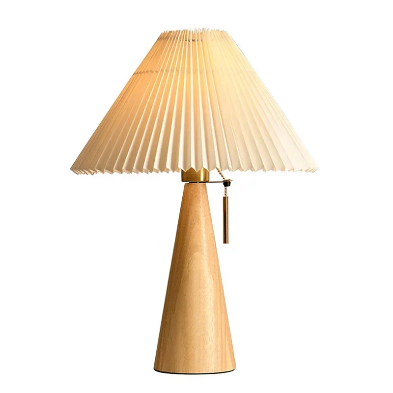 レトロプリーツテーブルランプ北欧無垢材ライト研究読書用寝室の - Home Lighting And Decor のレビューと価格