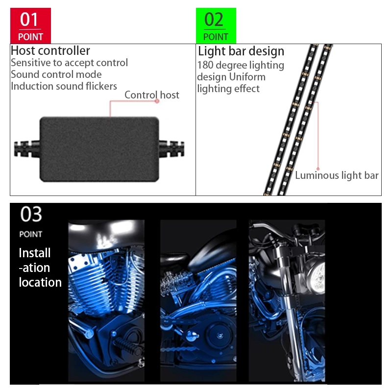 LED オートバイ装飾アンビエントライトストリップ防水柔軟な - Lighting Bolt Decor のレビューと価格